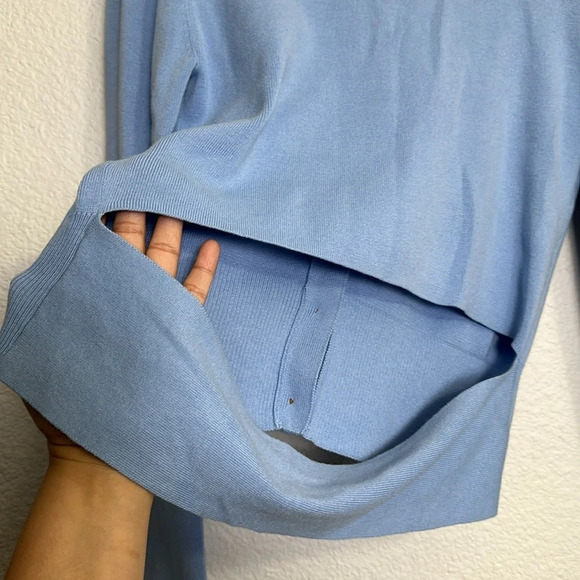 Cabi Blue Long Sleeve Cardigan Medium Button Cut-Out Back Sweater Preppy Work - Picture 4 of 10